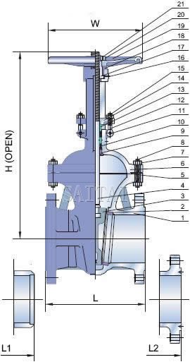 Materials of Cl 300 Lb Cast Steel Gate Valves