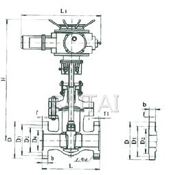  Z41H/KZ41Y/Z40H/KZ40Y型电动法兰楔式闸阀结构图