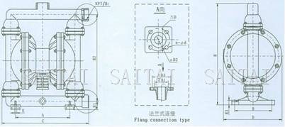QBY气动隔膜泵安装尺寸图