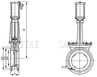 气动刀形闸阀外形尺寸图