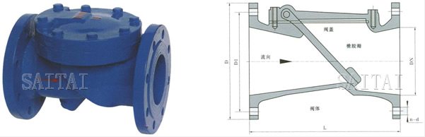 H44X(SFCV)系列橡胶瓣止回阀外形尺寸图